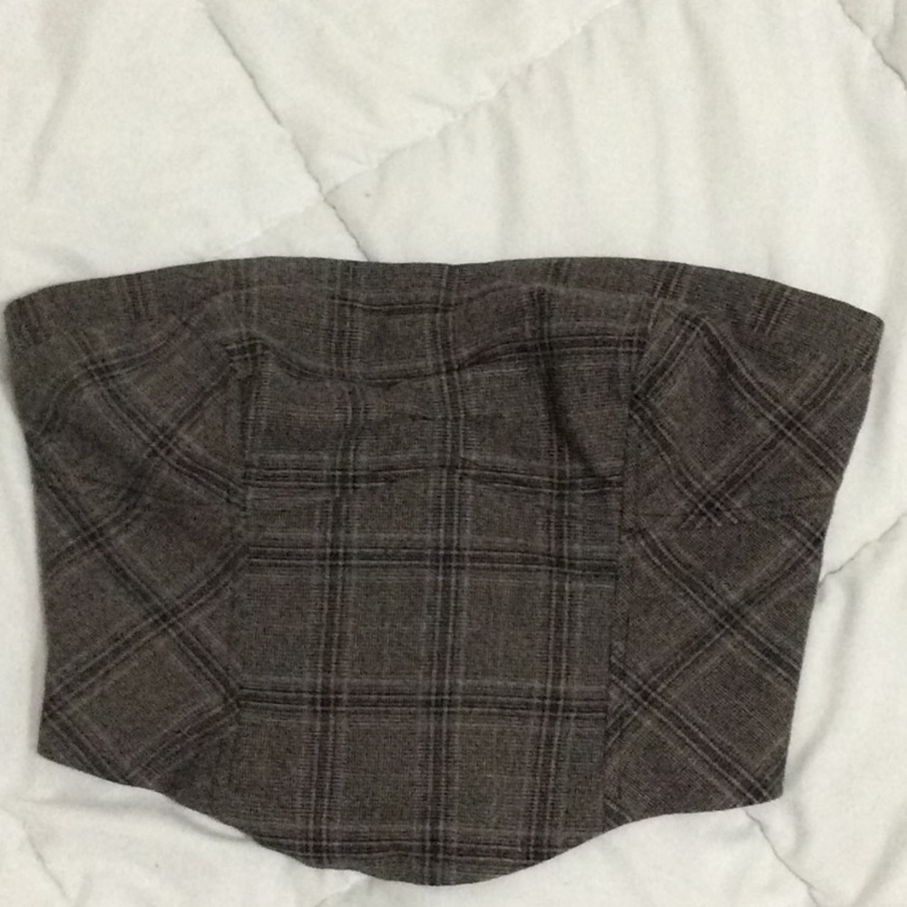 Free people Plaid strapless crop